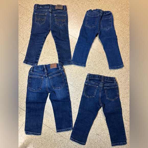 Lot of 4 Toddler Boy Skinny Jeans Gap Old Navy Wrangler Blue Denim Sz 24m 2T - Picture 2 of 7